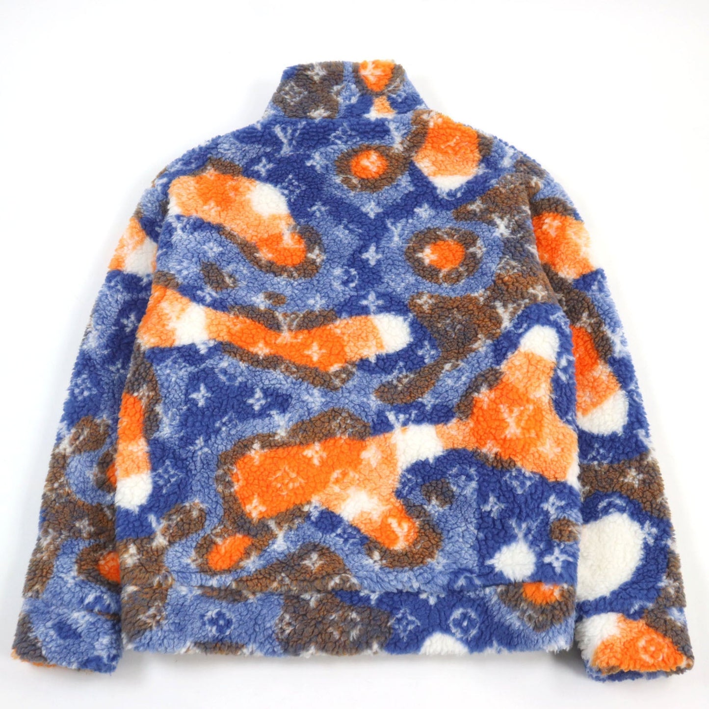 LOUIS VUITTON Blouson 1AAU8L Main: 88% polyester, Main: 12% wool Blue type Multicolor Jacquard Camo Fleece Blouson mens L