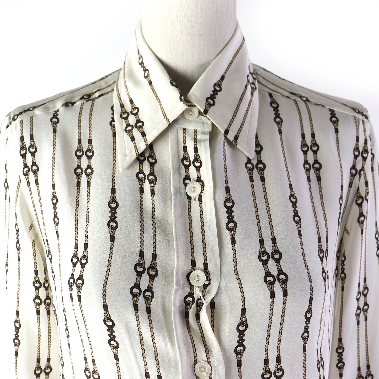 CELINE Long sleeve shirt Main: 100% silk Off-white Brown type Women 38