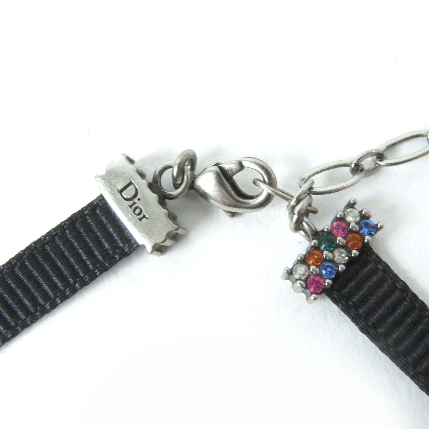 Christian Dior choker Fabric, Rhinestone, Metal Black multicolor Women
