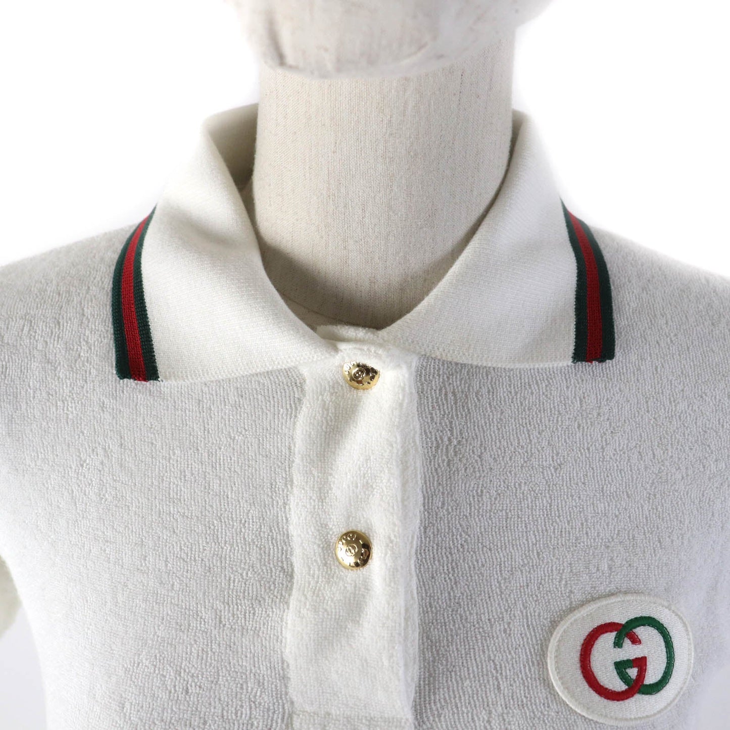 GUCCI Short sleeve polo shirt 599122 Main: 100% cotton, Part: 84% cotton, Part: 16% polyester, Part: 100% polyester white Women XS