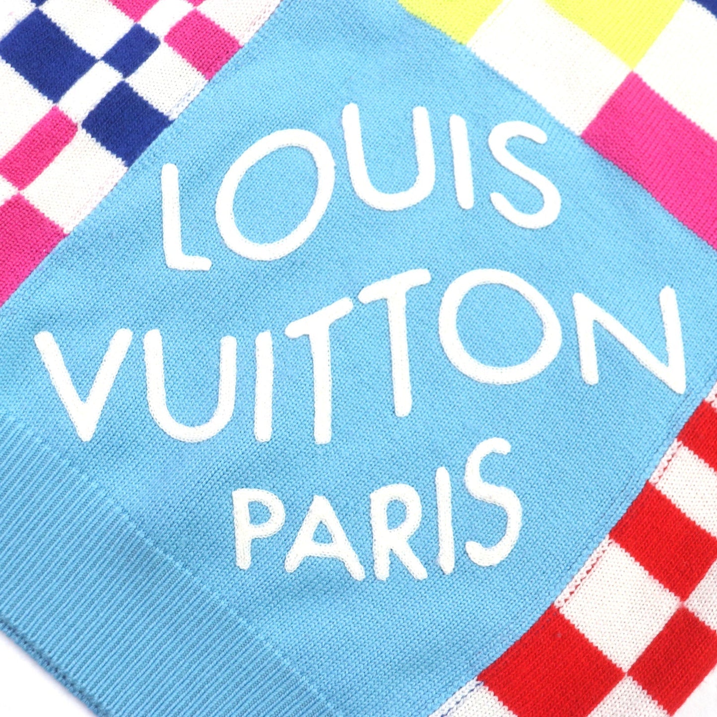 LOUIS VUITTON sweater 1A8P48 Main: 100% wool light blue multi Distorted Giant Damier mens S
