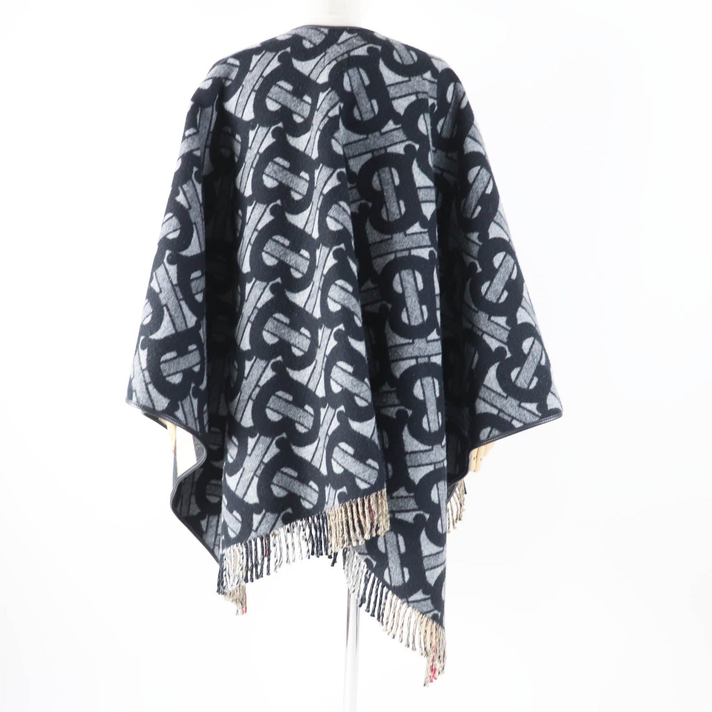 BURBERRY poncho 8050888 Main: 89% wool, Main: 11% cashmere, Part: Lamb leather Black Grey Women
