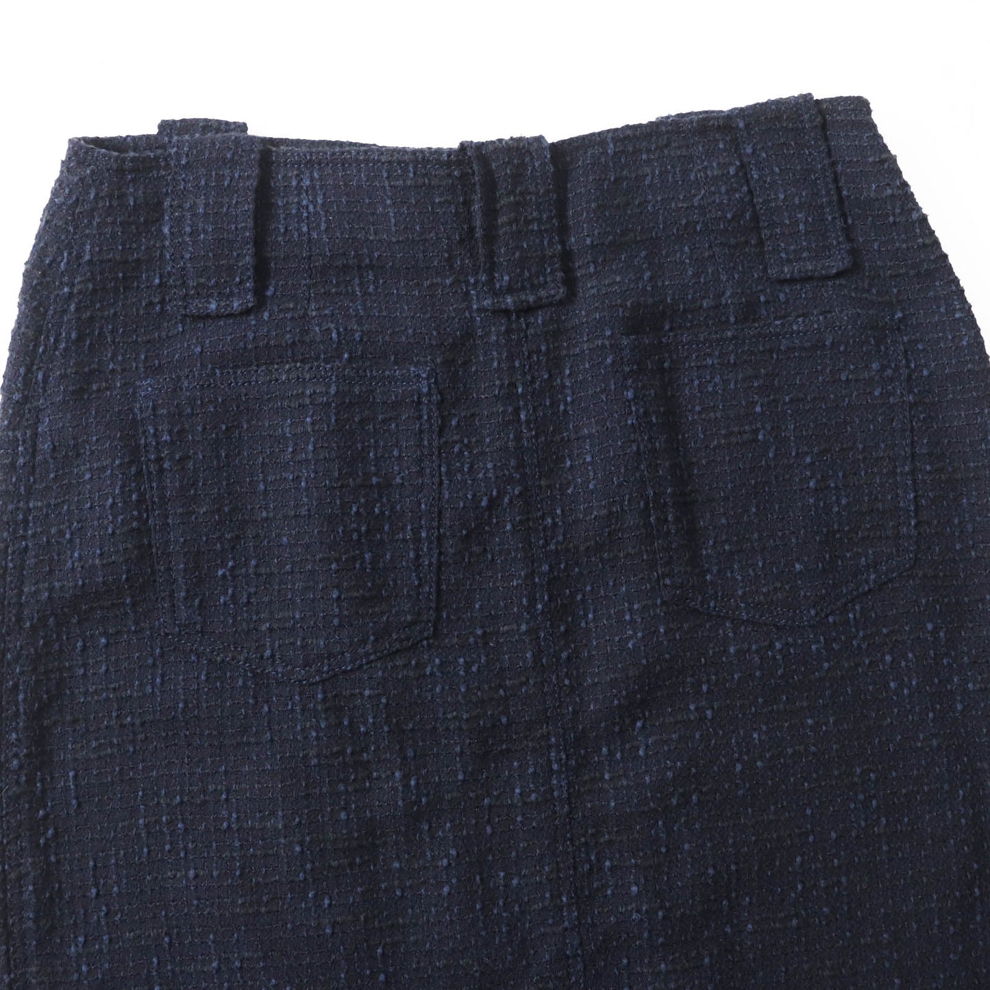 Chanel Wool Cotton Tweed Skirt Navy Black 40 Classic Flap Tote