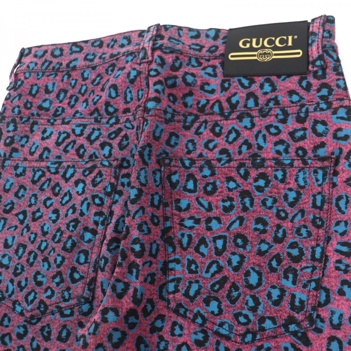 GUCCI skinny pants 548271 Main: 98% cotton, Main: 2% polyurethane, Part: Cowhide Pink blue mens 28
