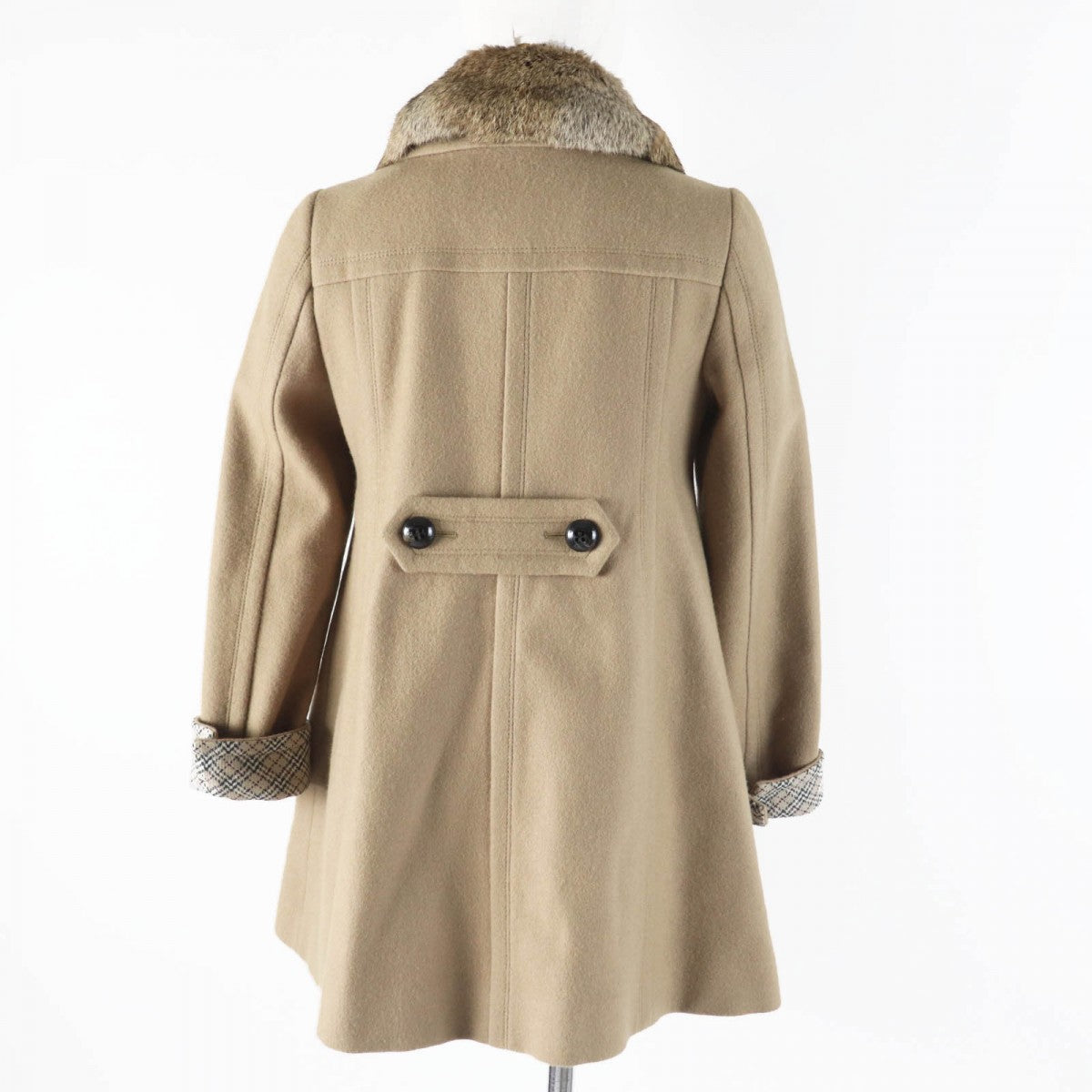 BURBERRY BLUE LABEL pea coat E1B04-491-40 Outer: 90% wool, Outer: 10% nylon, Part: 100% wool, Fur: rabbit, Lining: cupra beige Women 36