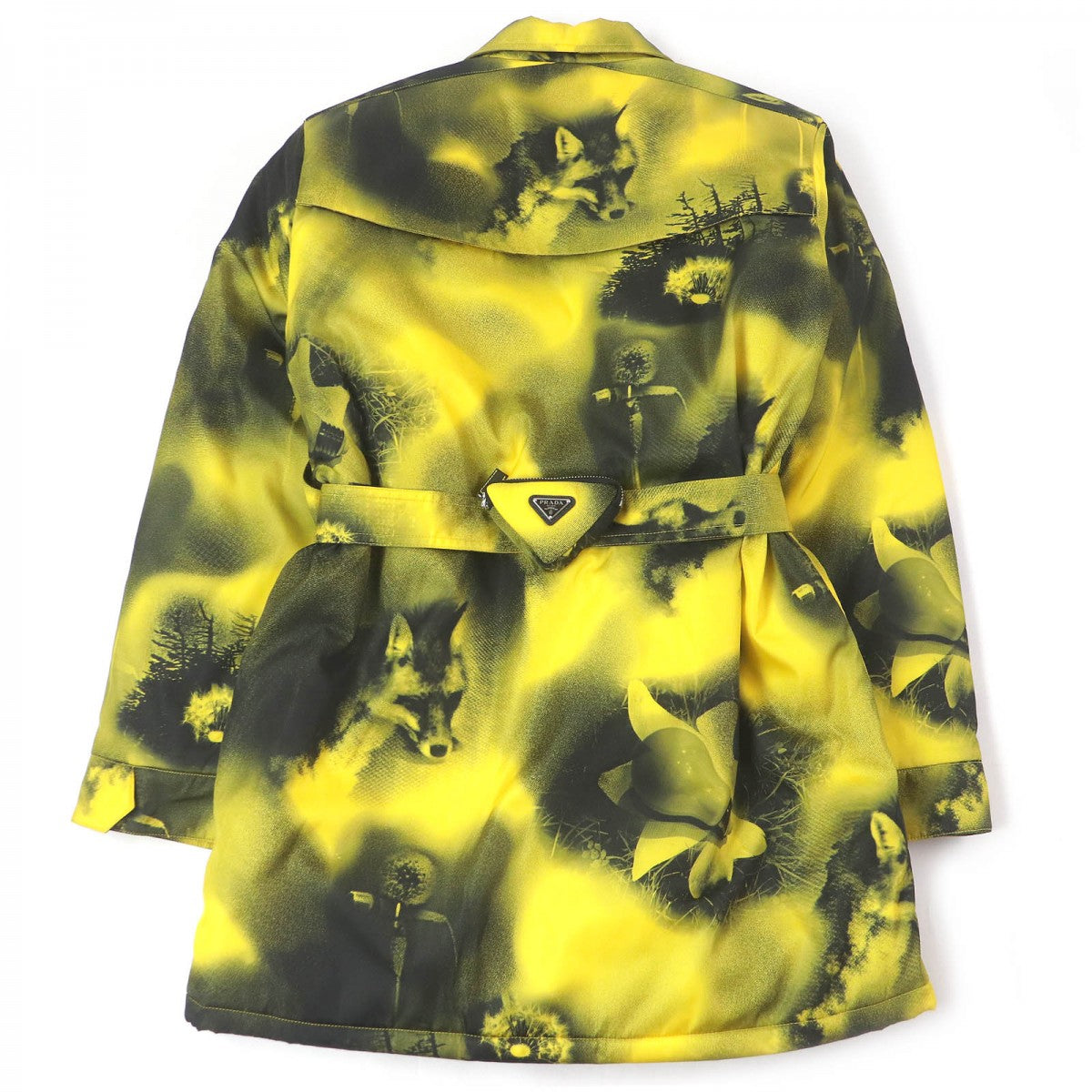 PRADA coat SGC091 Main: 100% recycled polyamide, Filling: 55% polyester, Filling: 45% recycled polyester, Part: calf leather yellow mens XS