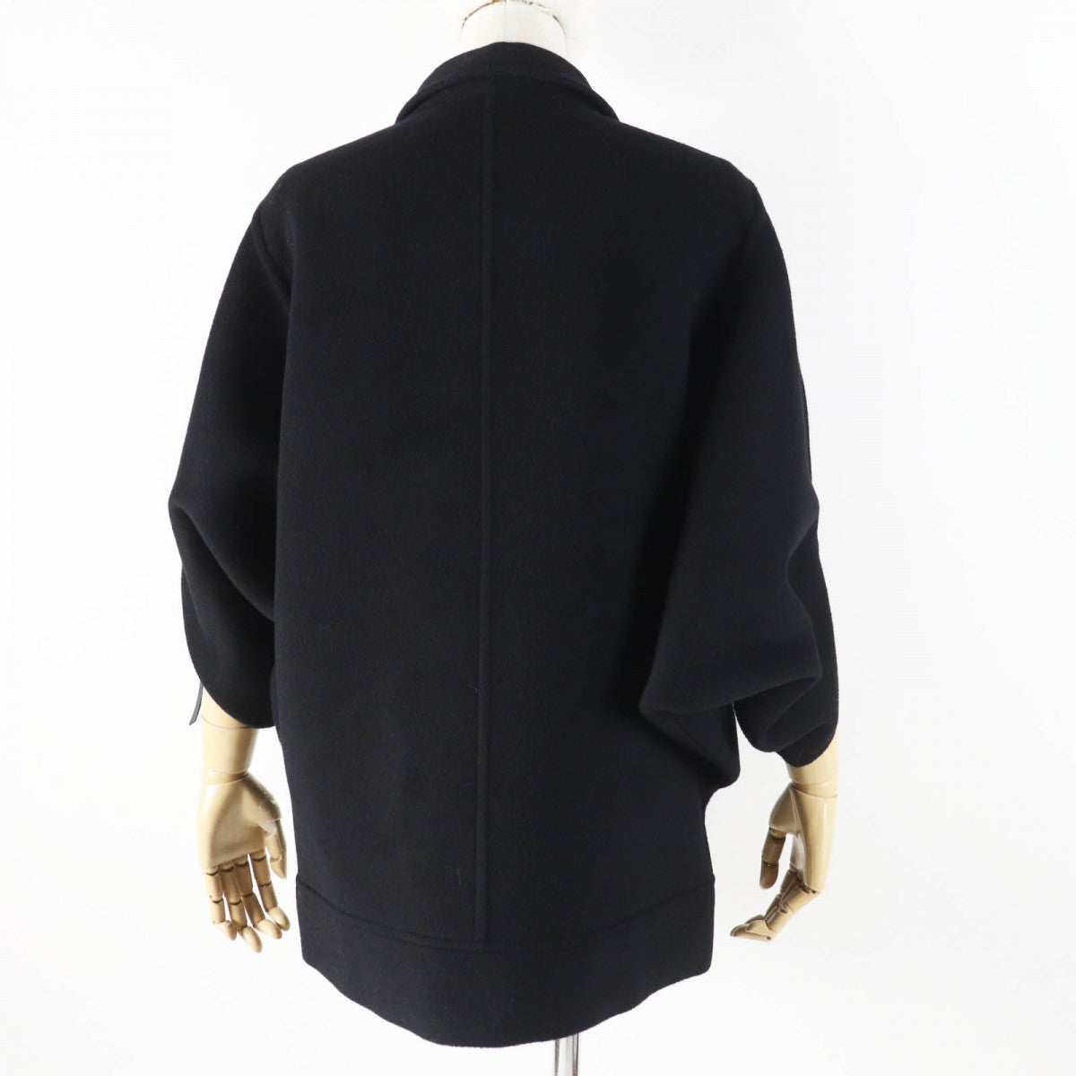 LOUIS VUITTON Jacket 1AGGMM Outer: 99% wool, Outer: 1% silk, Lining: 100% cotton, Part: 100% polyester, Leather part: cowhide black Double-faced batwing sleeve jacket Women 40