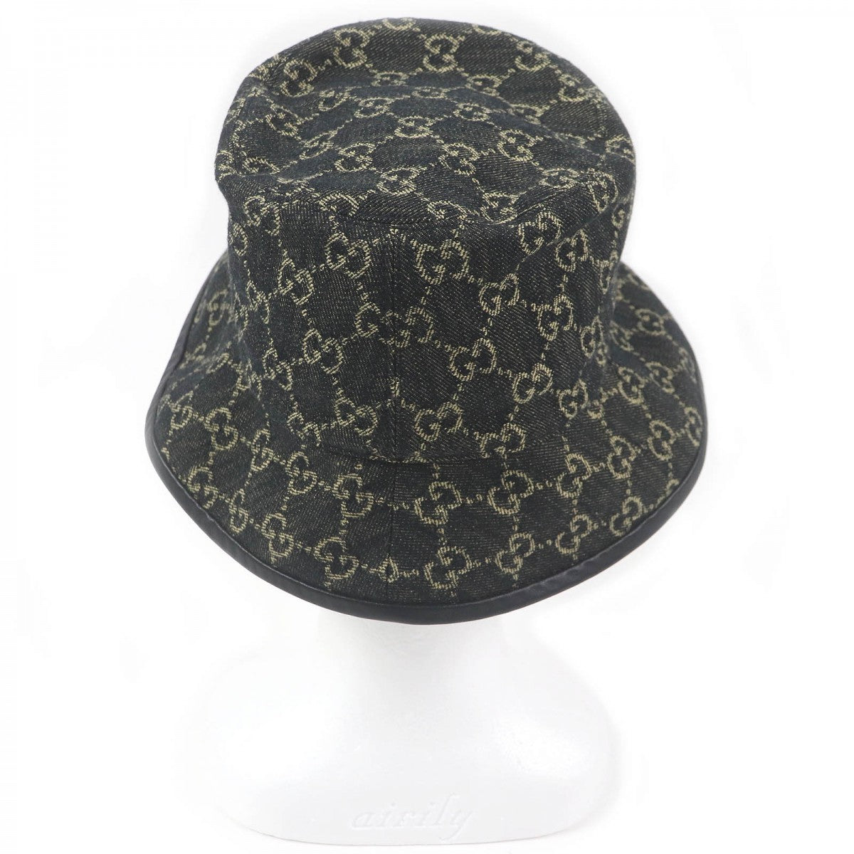 GUCCI hat 576371 Outer: 100% cotton, Lining: 55% cotton, Lining: 45% rayon, Part: Cowhide black mens