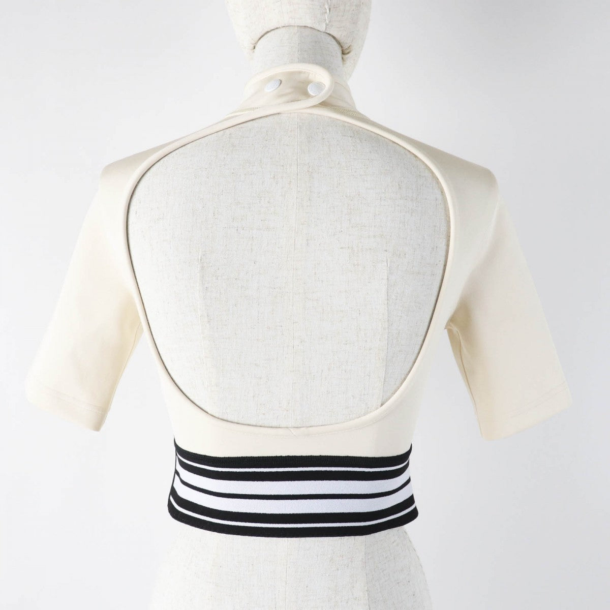 LOUIS VUITTON Cut Nylon Ivory black Sporty Cropped LV Stripes 34