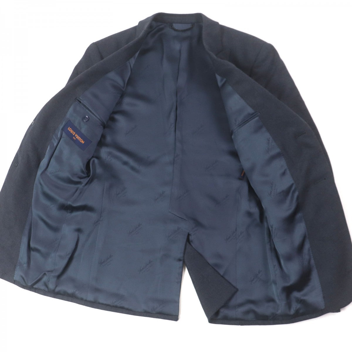 LOUIS VUITTON tailored jacket HKFJ5E Outer: 53% polyester, Outer: 44% wool, Outer: 3% polyurethane, Lining: 28% acetate, Lining: 25% rayon Navy LV&FLOWER mens 48