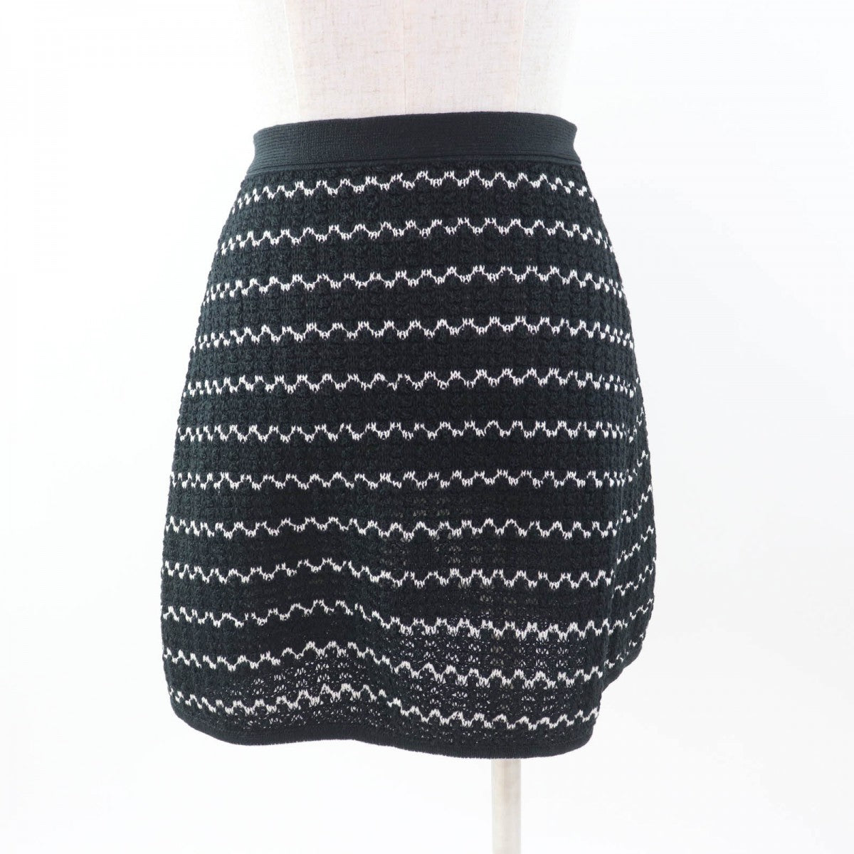 CHANEL Wrap skirt P49277 Main: 65% cotton, 26% rayon, 9% nylon Black White Women 34