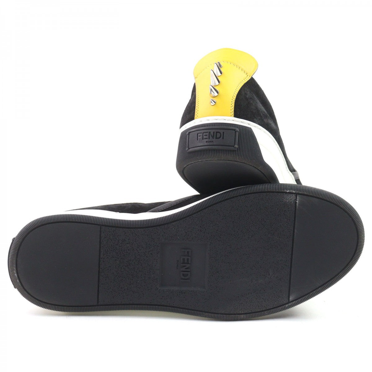 FENDI Slip-on 7E0904 Main: Suede leather Black yellow Monster Bugs Eye mens 5