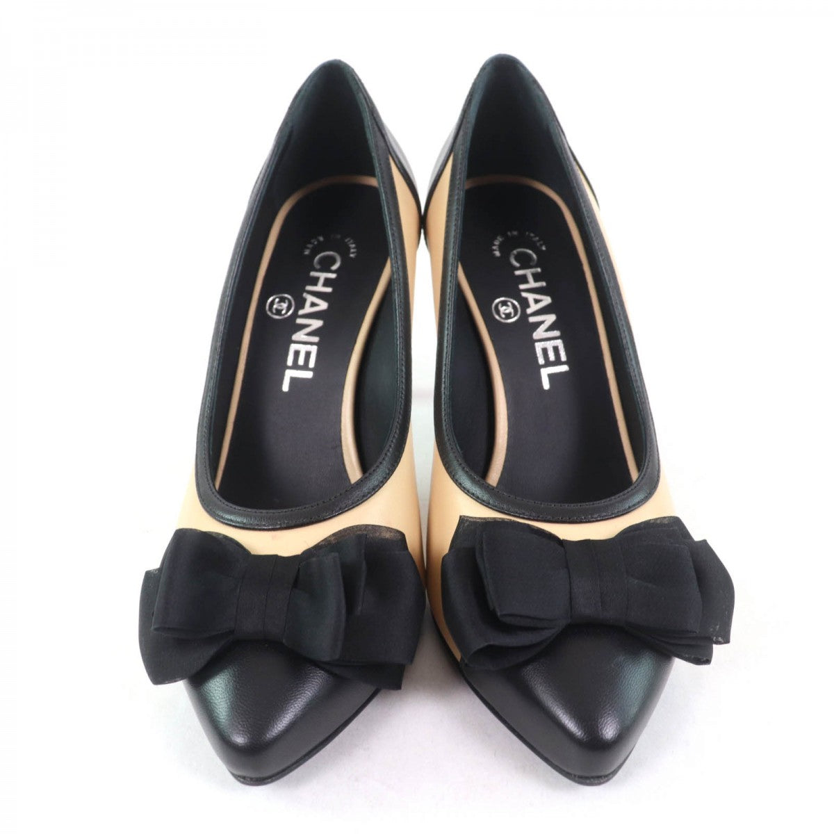 CHANEL pumps 17P G32397 Main: Leather Beige black Women 35.5