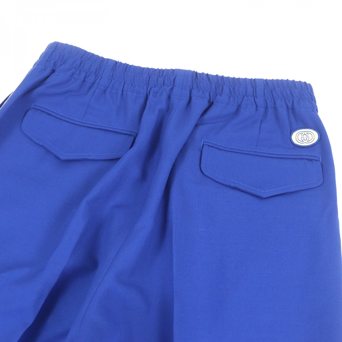 GUCCI Pants 742766 Outer: 83% wool, Outer: 17% mohair, Lining: 100% cotton, Leather part: cowhide, Part: 100% cotton blue mens 44