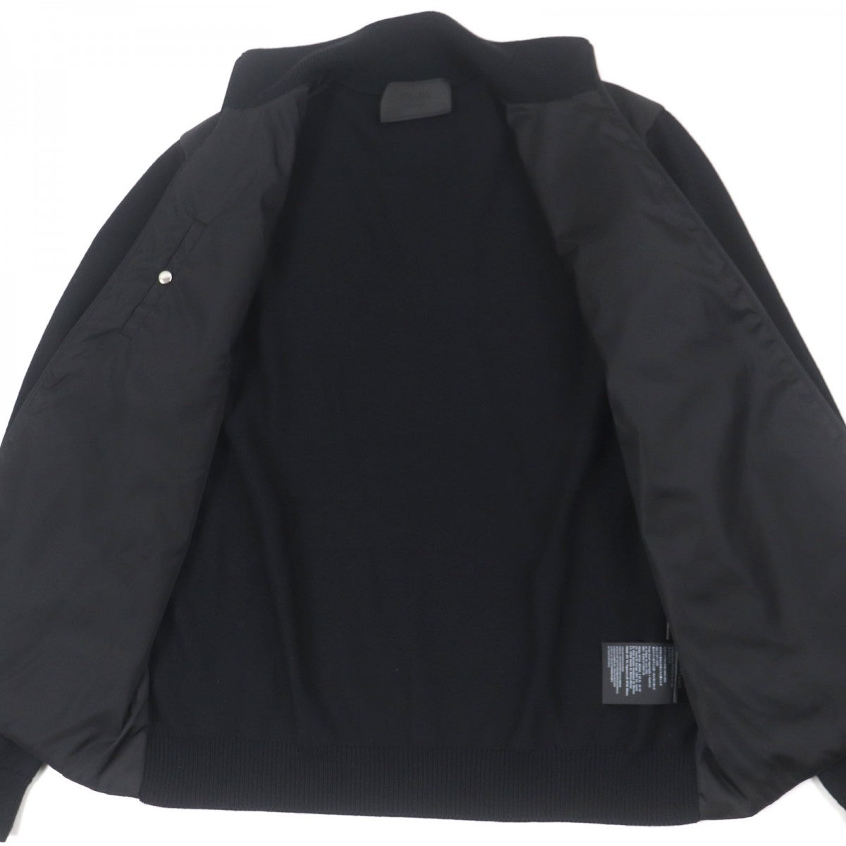 PRADA Jacket UMC149 Main: 100% virgin wool, Outer: 100% recycled polyamide, Filling: 100% polyester, Leather: calf leather black mens 52
