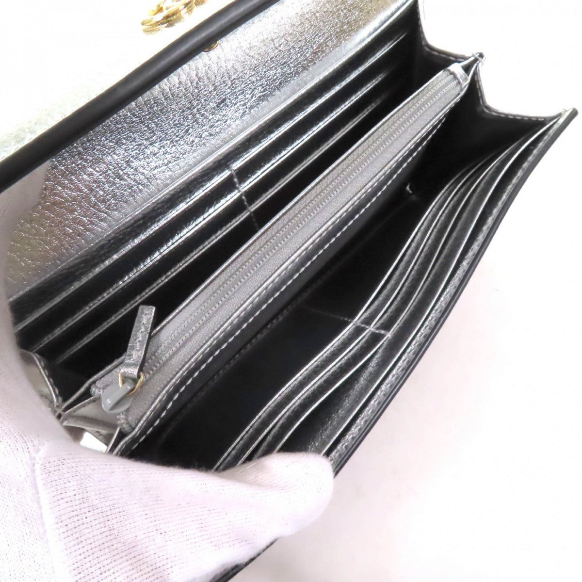 GUCCI Long Wallet Purse 456116 Main: GG Supreme canvas Silver brown Women