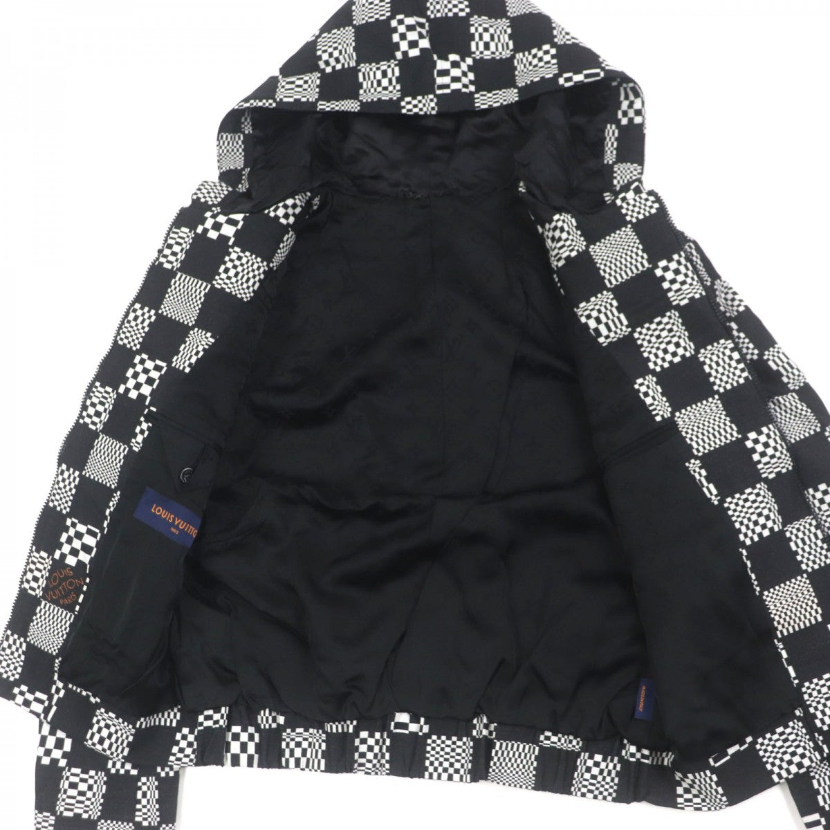 LOUIS VUITTON Jacket HKB90W Outer: 68% wool, Outer: 32% polyester, Lining: 34% cupra, Lining: 28% acetate, Lining: 25% rayon Black White Damier mens 44