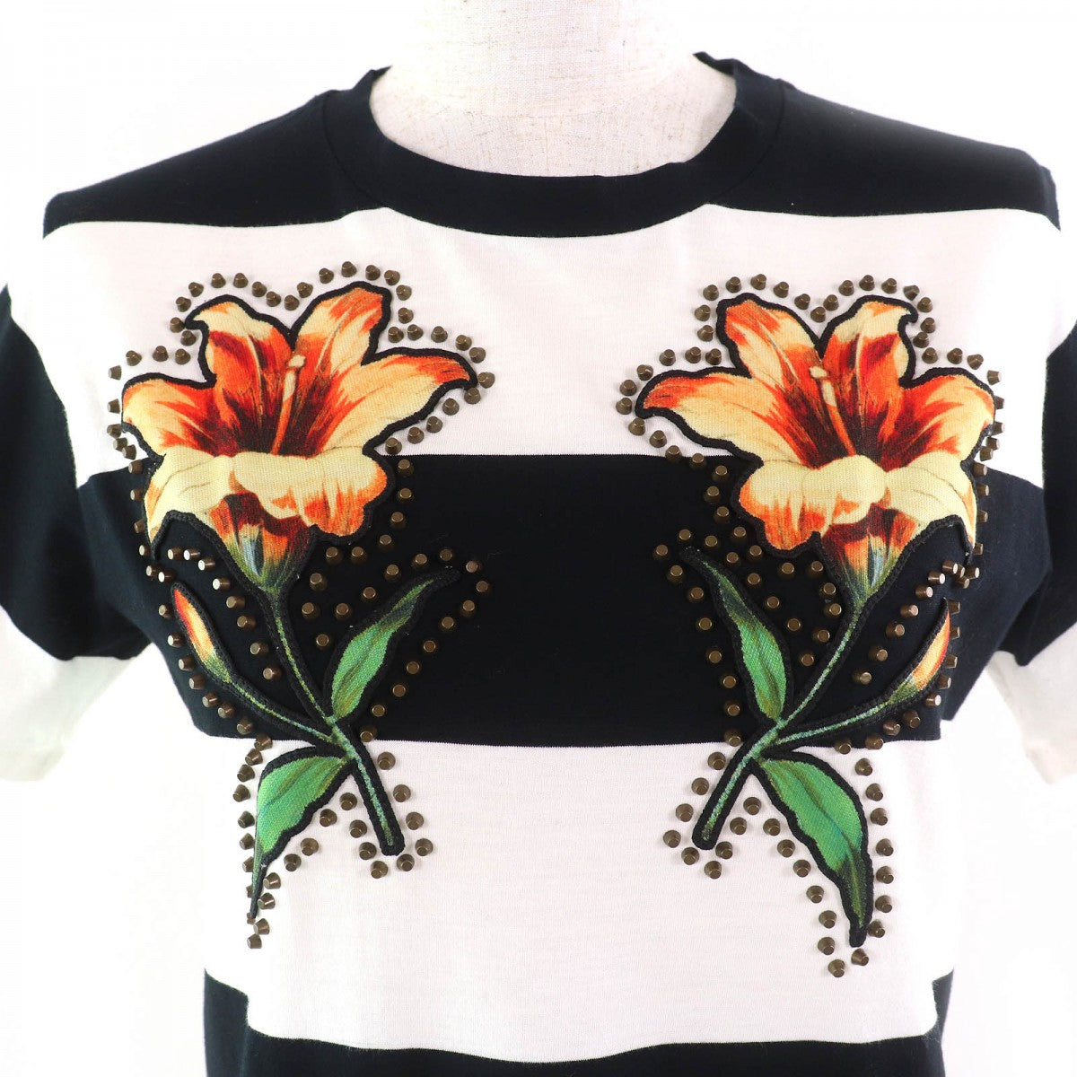 GUCCI Short sleeve T-shirt 422730 cotton Black White Orange Green M