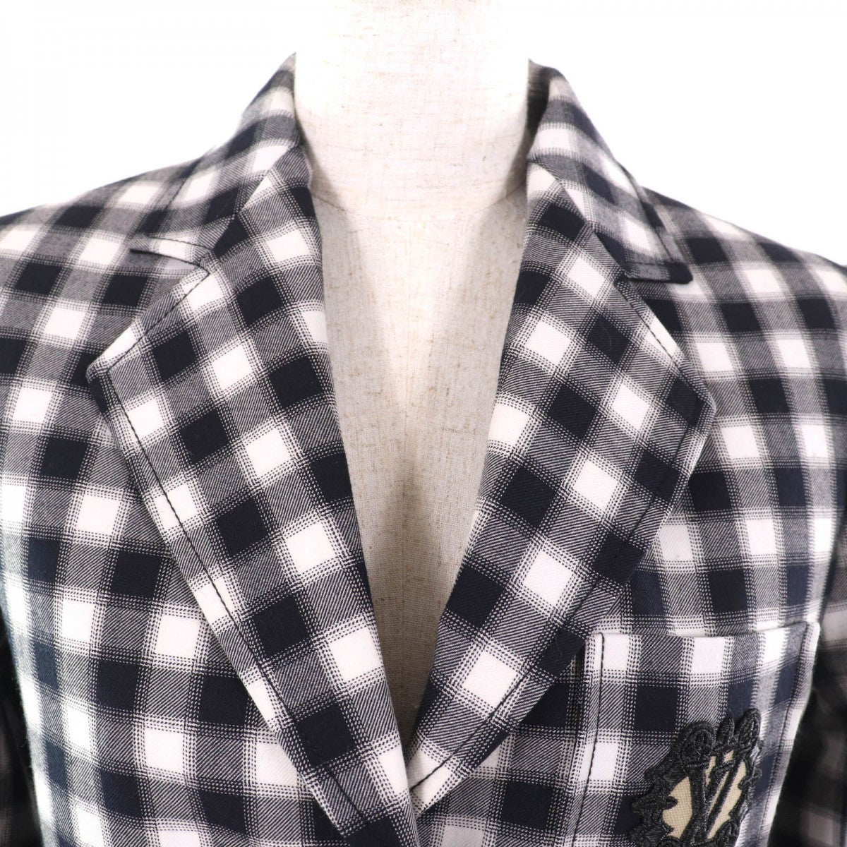 LOUIS VUITTON blazer 1ABR71 polyester Black White preppy checked blazer 36