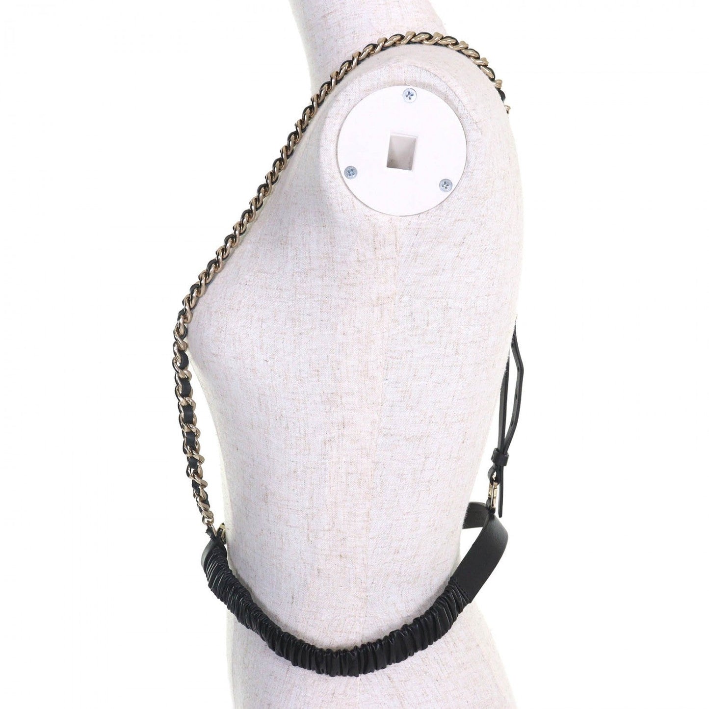 CHANEL suspenders 22C leather black 80/32