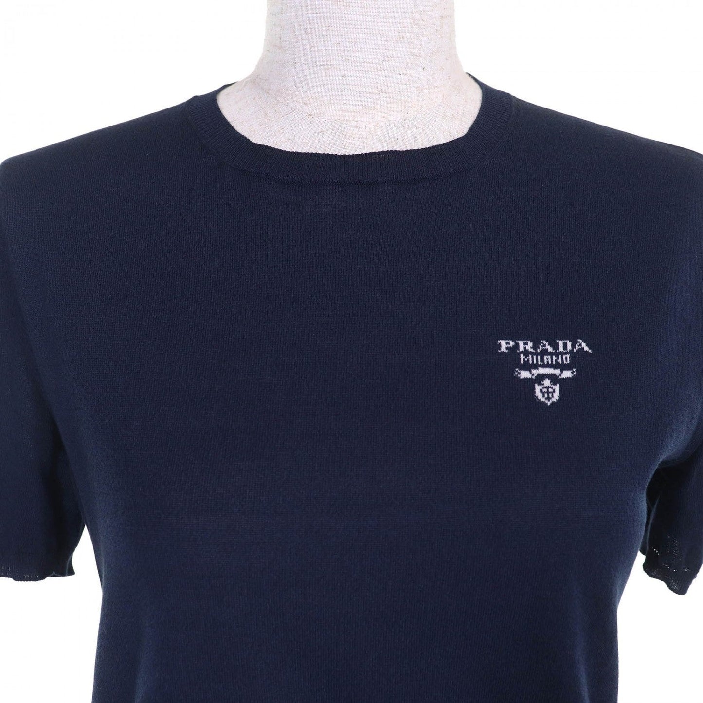 PRADA Short sleeve knit P2401L silk Navy 40