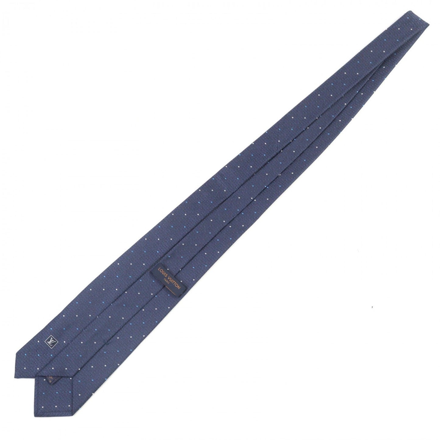 LOUIS VUITTON tie M78045 silk Navy type Cravate LV Signature 148×7cm