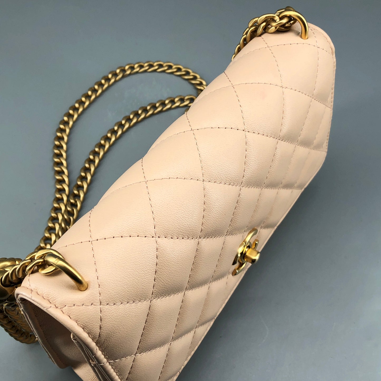 Chanel Nude Lambskin Quilted CC Camellia Crush Wallet on Chain WOC