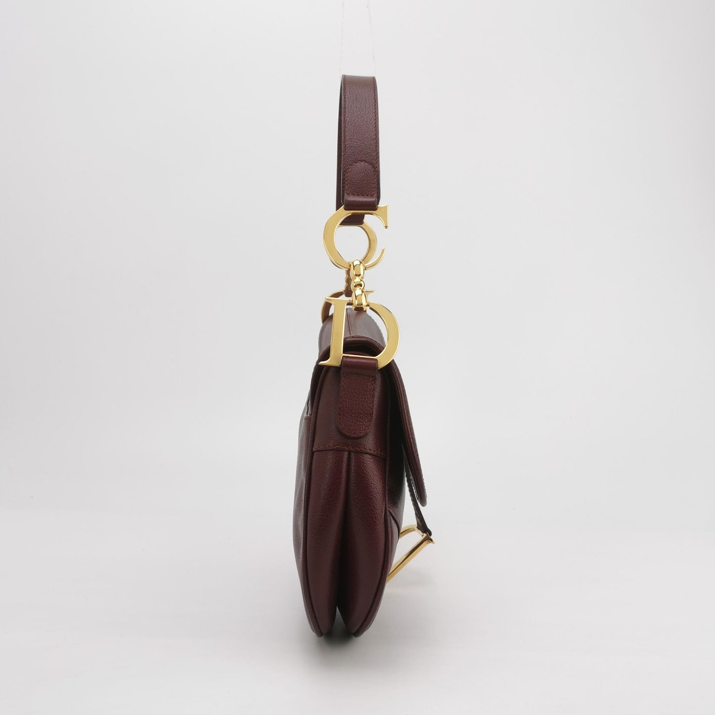 Dior Saddle Vintage Burgundy Purple Wine Calfskin Leather Gold Hardware Shoulder Bag
