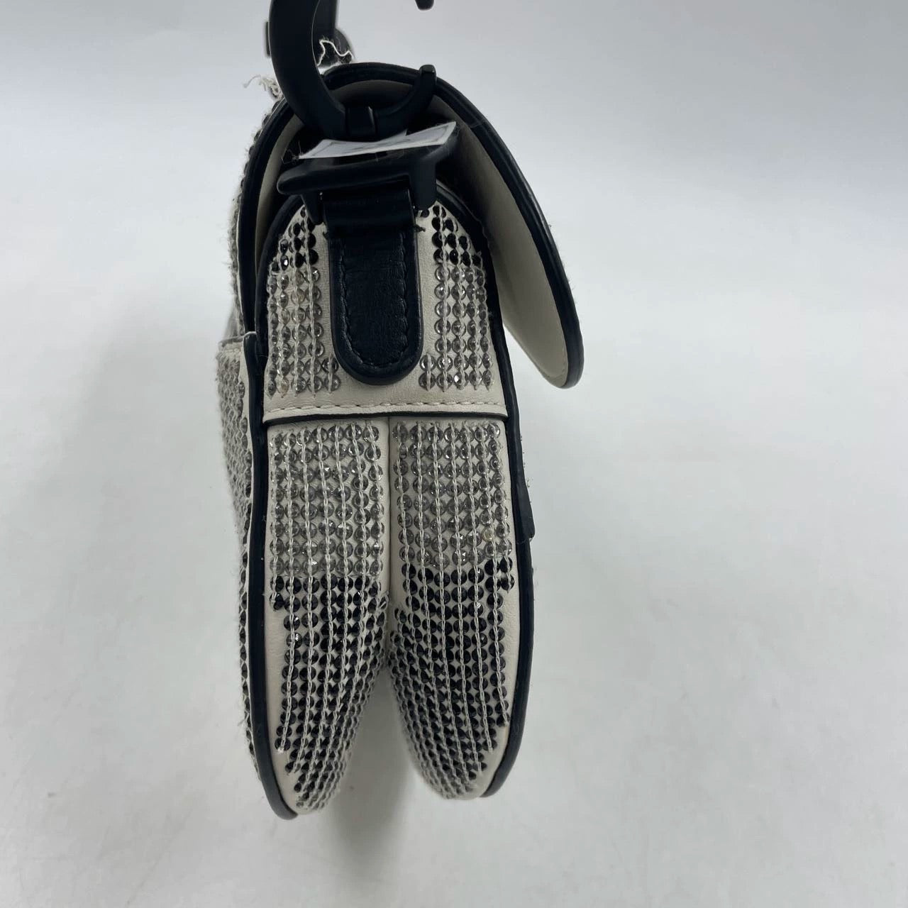 Dior Saddle Mini Beaded Black and White checkered Pattern