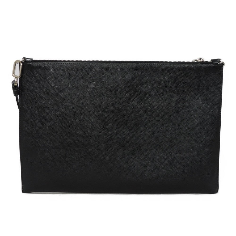 PRADA Shoulder Bag 2VH073 2BOV F0C5Z Safiano leather (stamped) black Saffiano 2WAY Triangle logo logo whale print clutch bag unisex(Unisex)