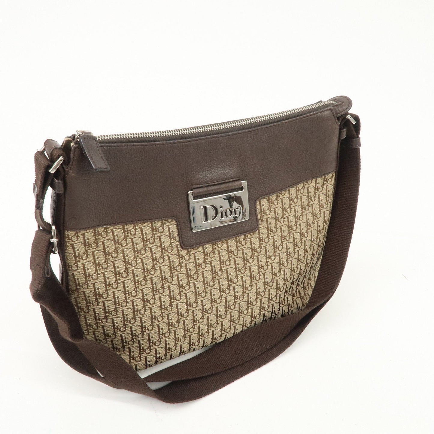 Christian Dior Street Chic Trotter Canvas Leather Shoulder Bag