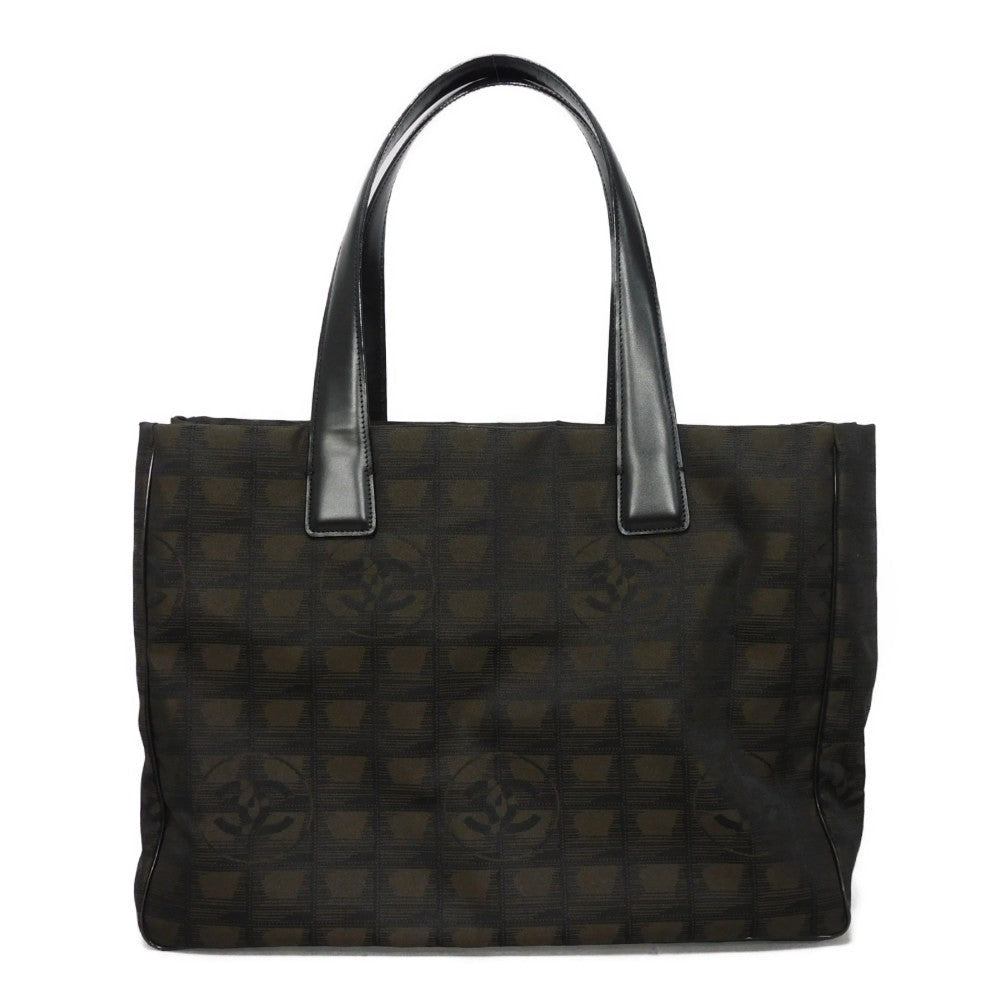 CHANEL Tote Bag A15991 Nylon jacquard x calfskin Brown CC Mark Nylon Jacquard Calfskin 10 Series COCO Mark New Travel Line Tote MM unisex(Unisex)