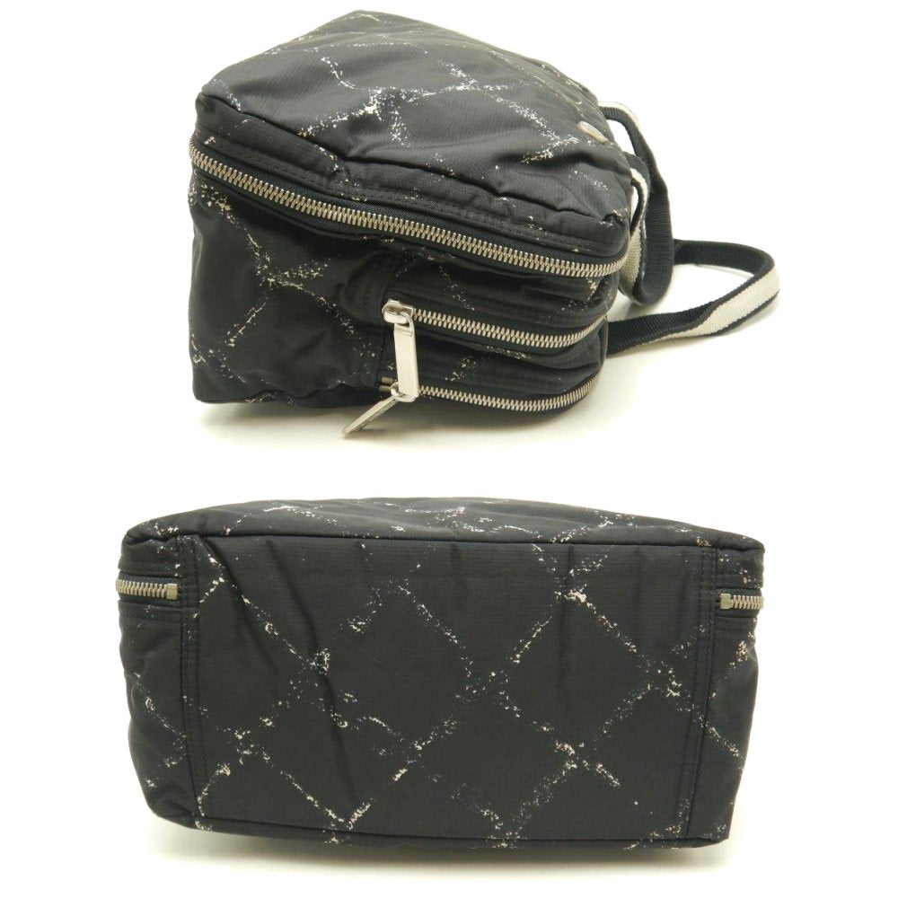 Chanel Travel Line Boston Bag Handbag Nylon Black