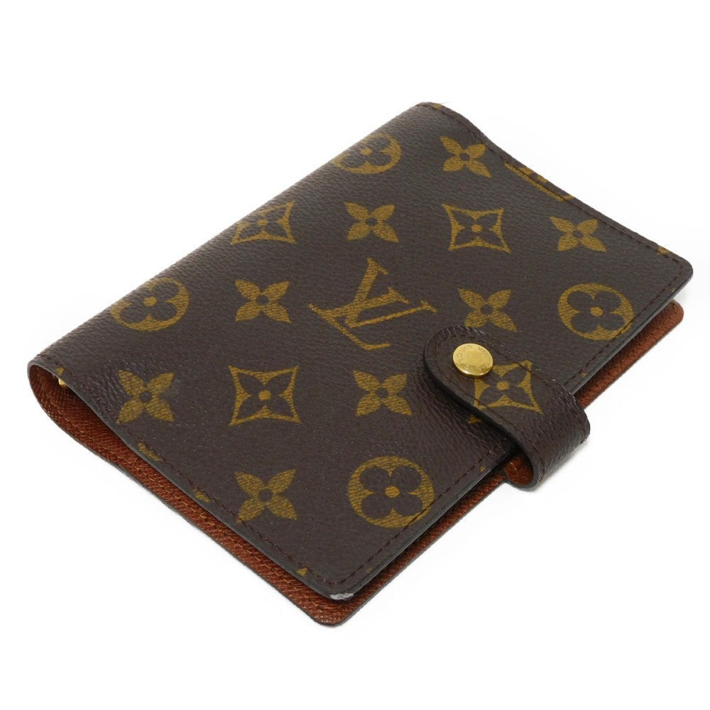 LOUIS VUITTON Notebook cover R20005 Monogram canvas x grain leather (embossed) Marron LV Logo Flower Brown Diary 6 Hole Card Case Monogram Agenda PM mens(Unisex)