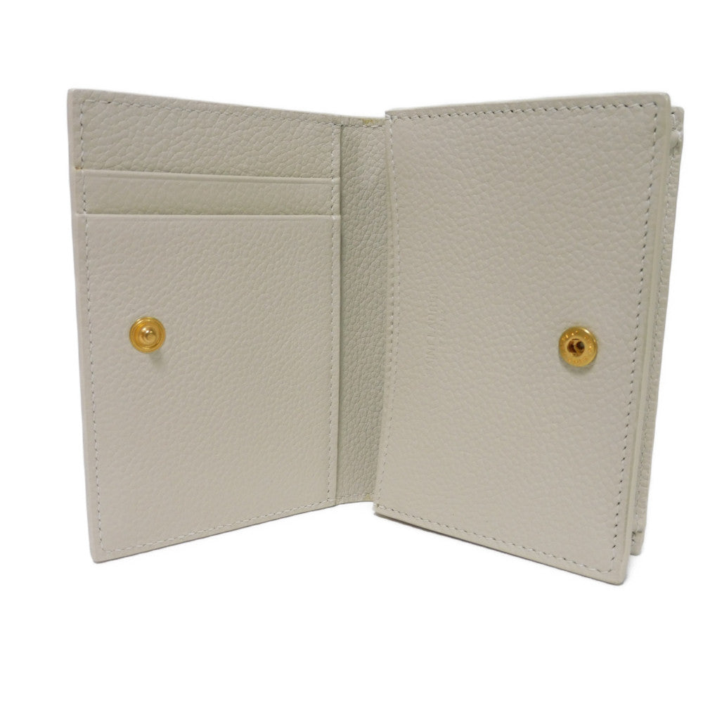SAINT LAURENT PARIS Card Case 468994 Grain powder textured leather (embossed) Ivory Grain Powder Textured Leather Bifold Wallet logo Business card holder unisex(Unisex)