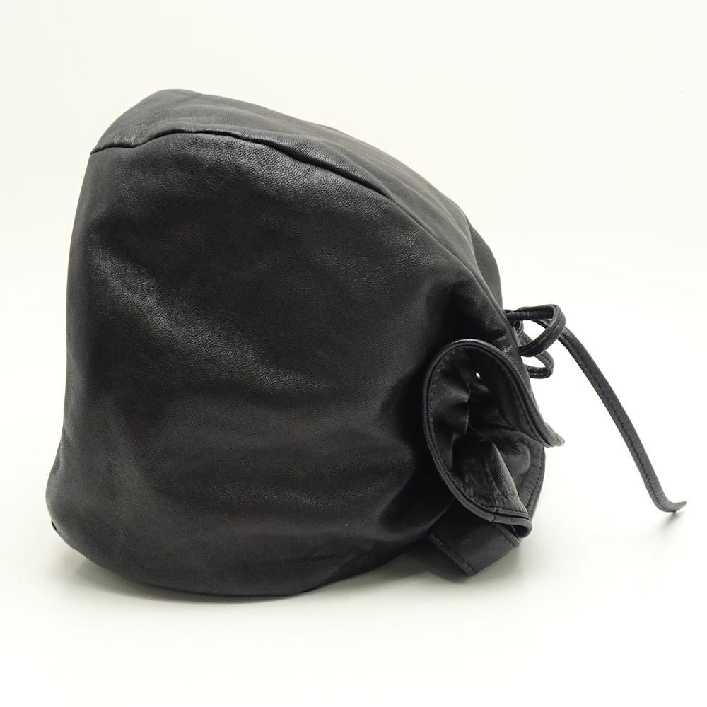 Chanel Drawstring Bag Handbag Lambskin Black
