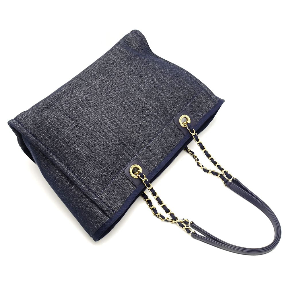 Chanel Deauville Chain Tote Bag Denim Navy