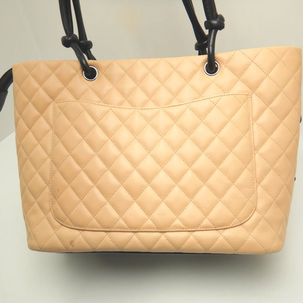 Chanel Cambon Line Large Tote Calf Beige Black