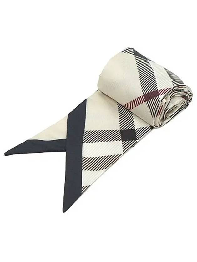 Luxury Burberry Skinny Check Silk Scarf Stone