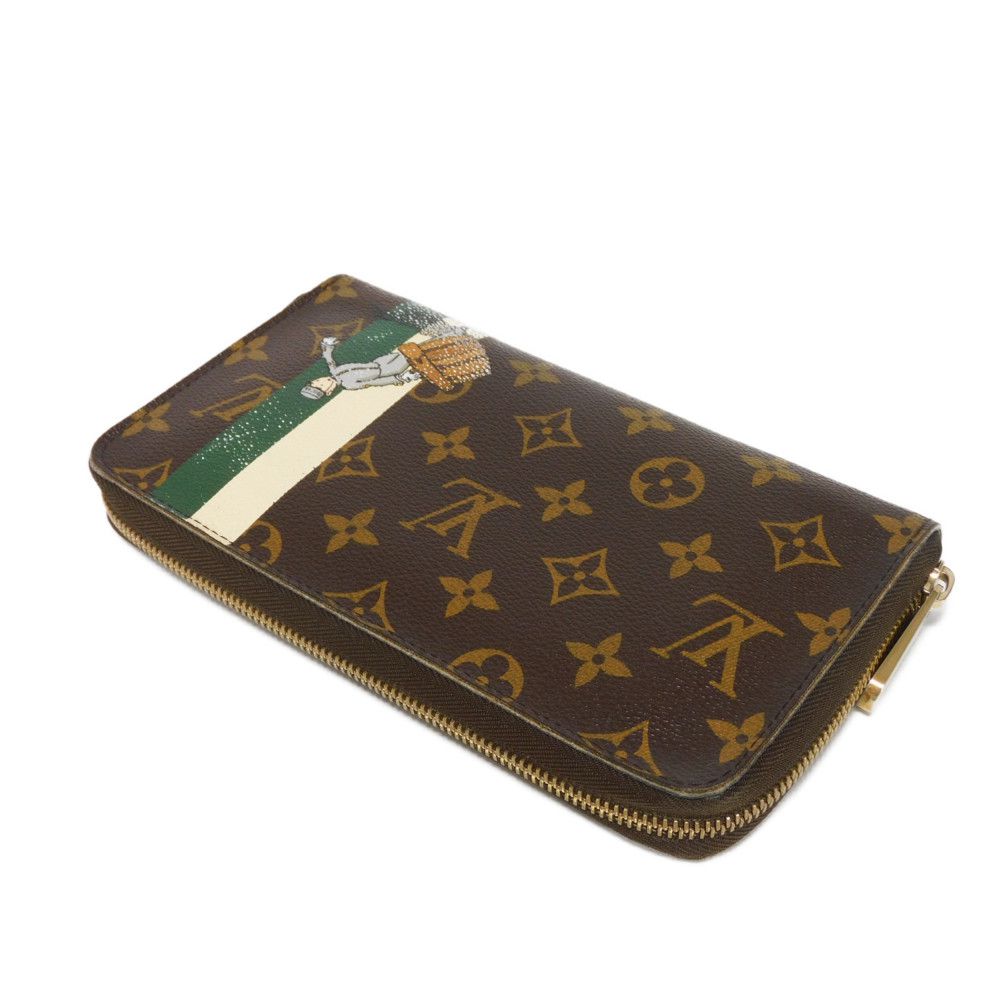 LOUIS VUITTON Long Wallet Purse M60035 Monogram canvas (bellboy print) x grain leather (embossed) Vert Bellboy Green Zip Around Monogram groom Zippy Organizer mens