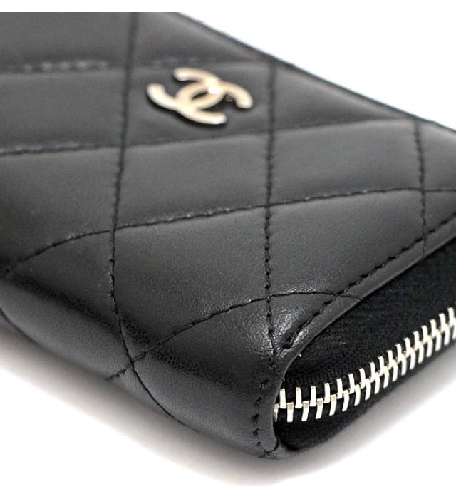 Chanel Matelasse Round Fastener Wallet Lambskin Black