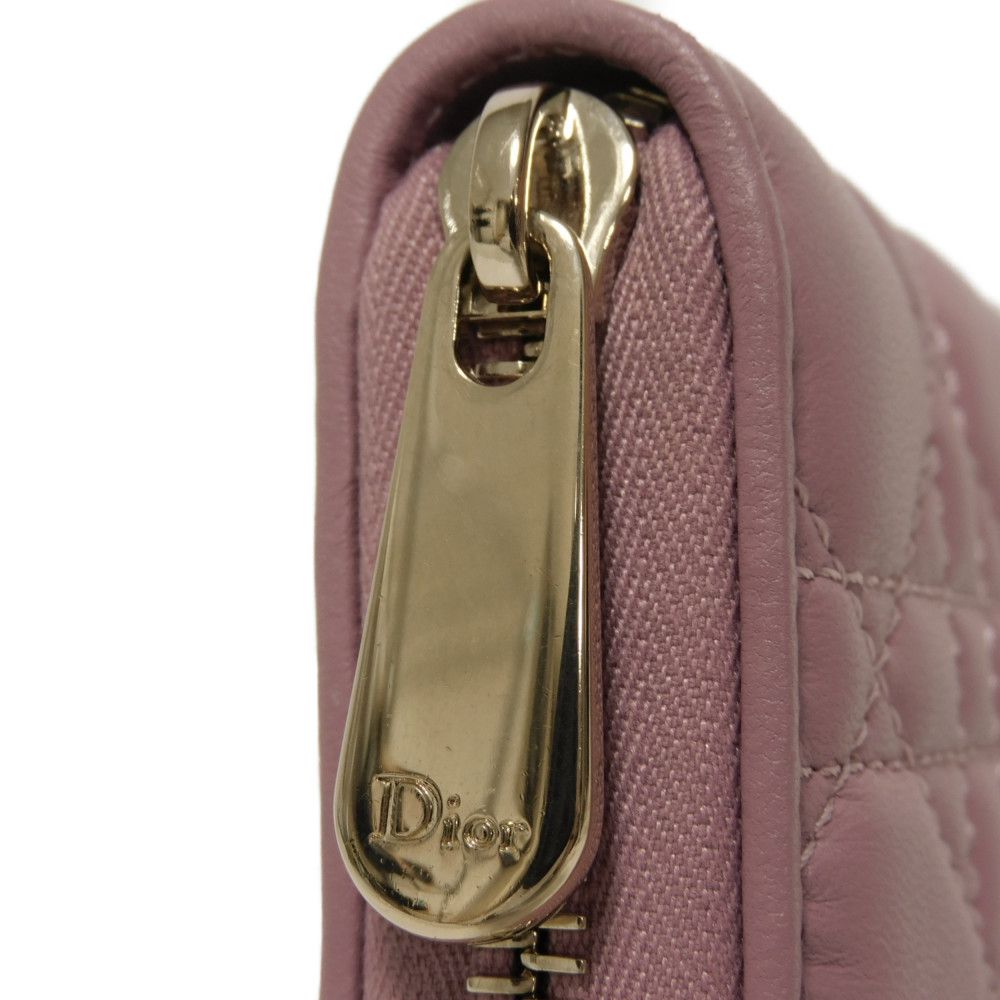 Dior Long Wallet Purse S0007ONMJ_M64P Lambskin (canage embossing) lavender Current logo Zip Around Canage Lady Dior Voyageur Wallet Women