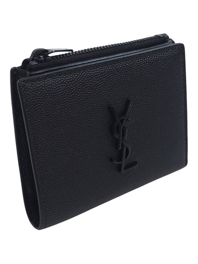 Luxury Saint Laurent Trending 2025 Grande Poudre Monogram Zipper Half Wallet Black