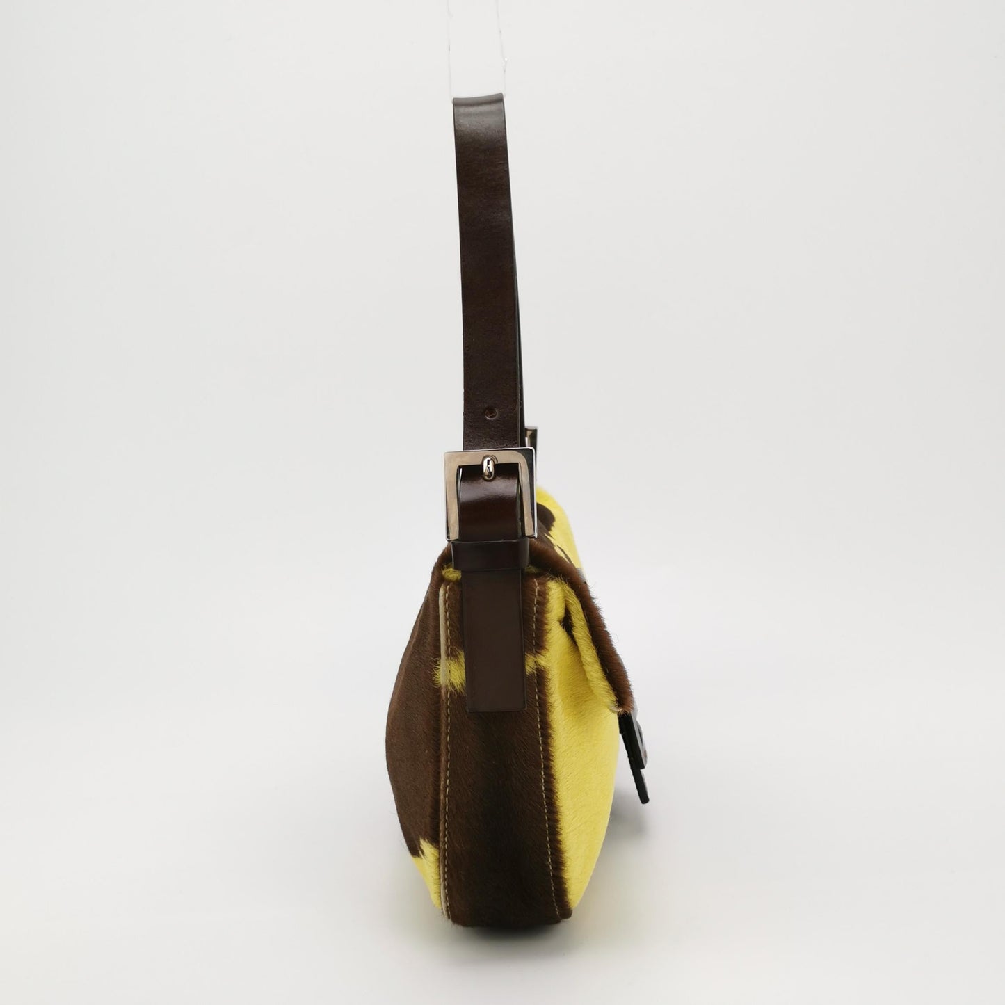 Fendi Baguette Pony-style Calfskin Leather Shoulder Bag in Yellow Cow Print