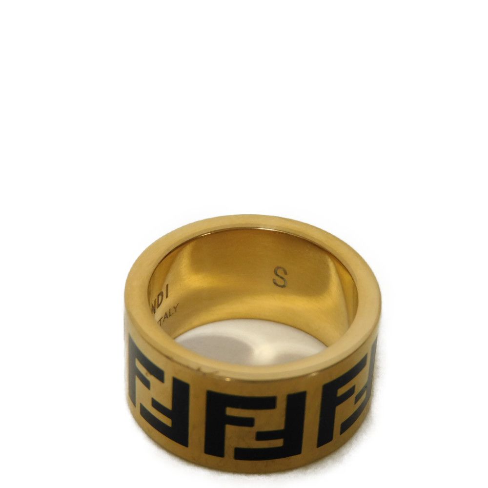 FENDI Ring 8AG945 TL9 F0RNG brass gold Enamel Black S Size 11 Forever FF logo Women