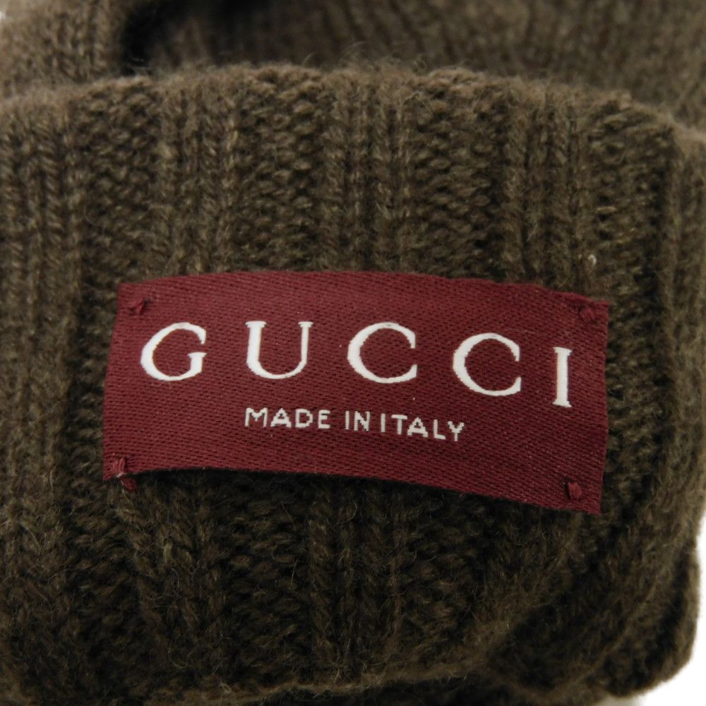 GUCCI gloves 813136 4GABX 2579 cashmere light brown Double G GG jacquard gloves