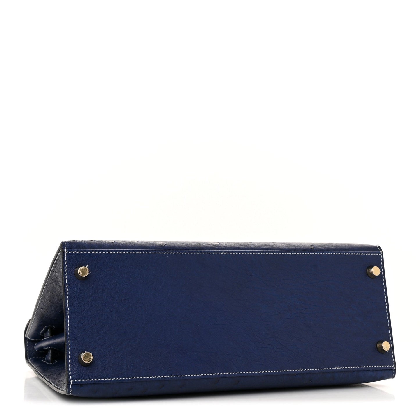 Hermes Ostrich Horseshoe Kelly Sellier 28 Bleu Iris