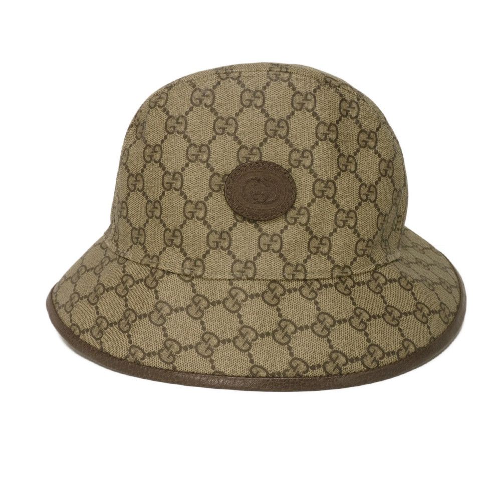 GUCCI hat 700667 4HANT 8964 GG Supreme canvas (polyurethane processing) beige GG Supreme Apple Bucket Hat