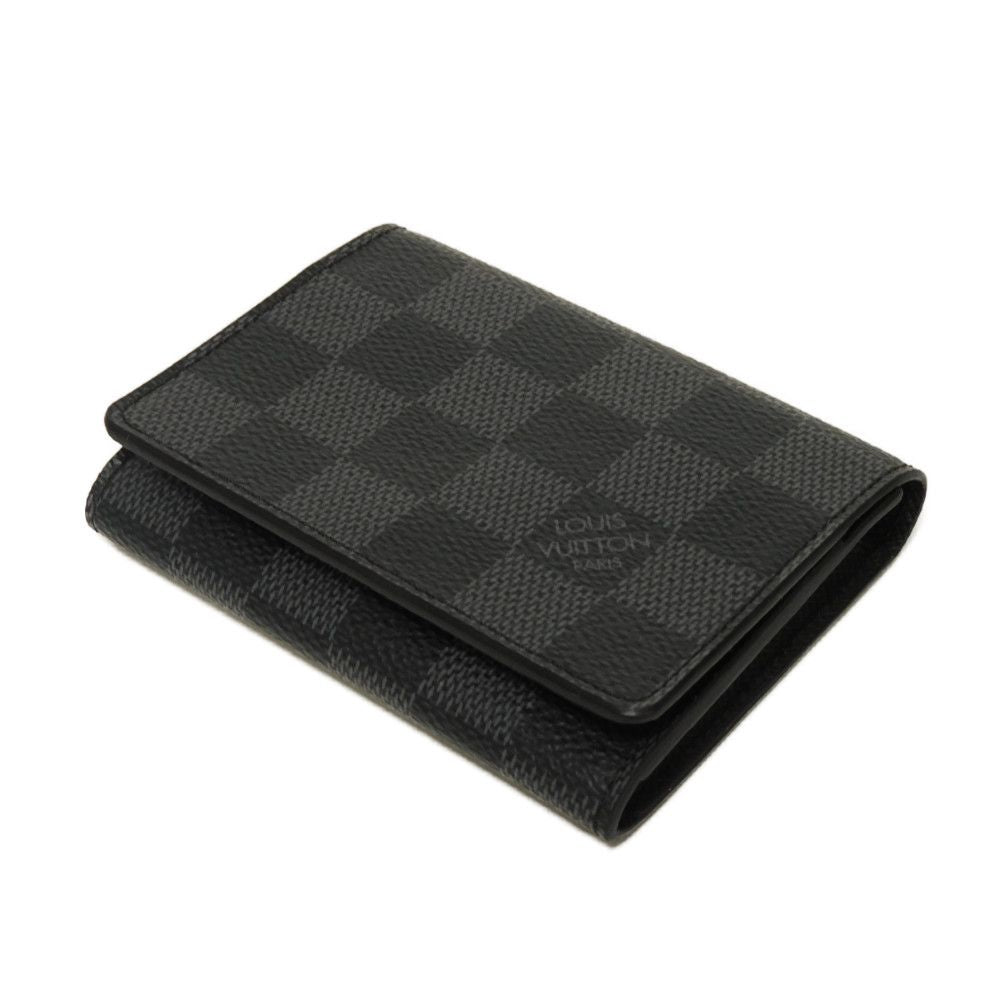LOUIS VUITTON Card Case N63338 Damier Graffit canvas x grain leather Noir Damier Graphite Anneveld Cult de Visit