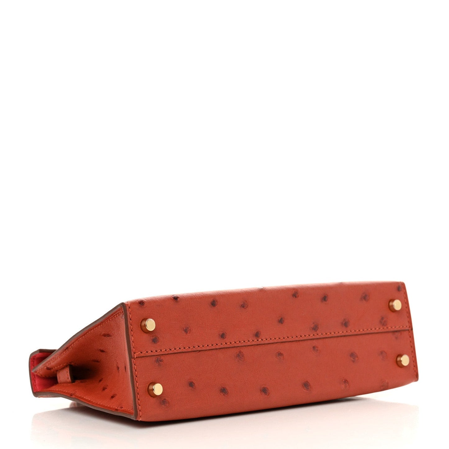 Hermes Ostrich Horseshoe Kelly Sellier Mini 20 Cuivre Rose Extreme